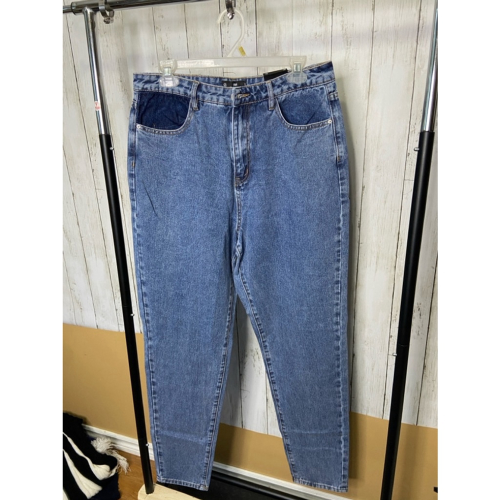 NWT Missguided Riot Mom Jeans Tall Shadow Pocket High Waist Size 10 Blue - Picture 9 of 9